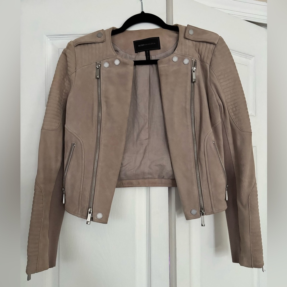 BCBGMaxAzria Taupe Leather Jacket
